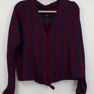 Rails Sloane Janeiro Stripe Blouse Shirt Front Tie Sz M